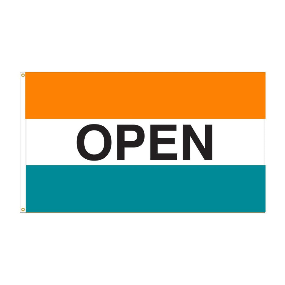 3' x 5' Open Message Flag - Orange/White/Teal-Flag-Fly Me Flag