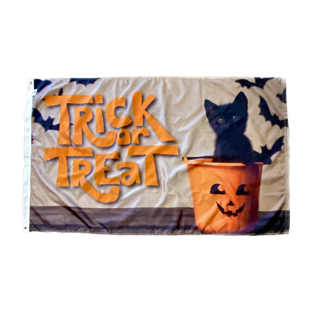 Black Cat Trick or Treat 3' x 5' Flag-Flag-Fly Me Flag