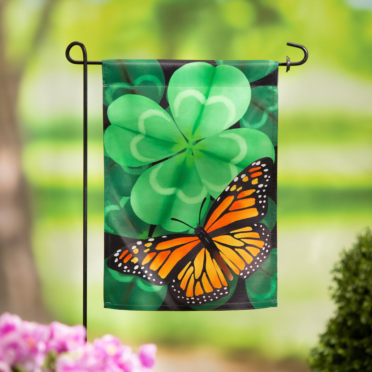 Butterfly Clover Garden Flag