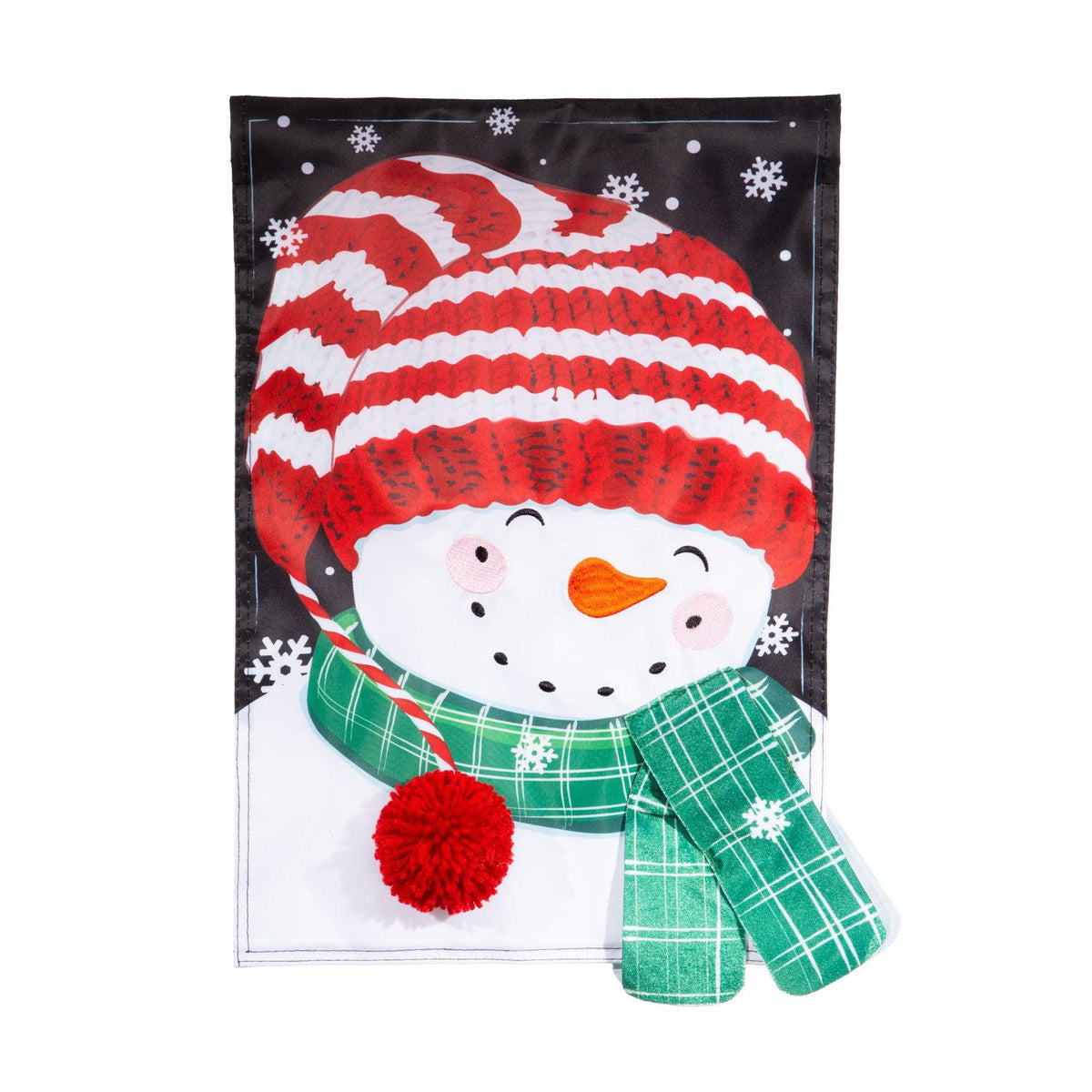 Cheerful Snowman Appliqué Garden Flag-Garden Flag-Fly Me Flag