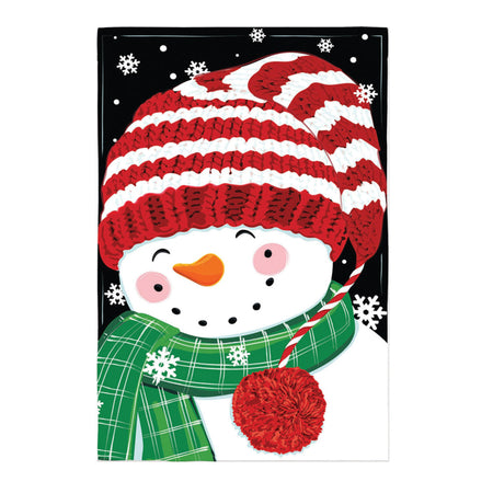 Cheerful Snowman House Flag