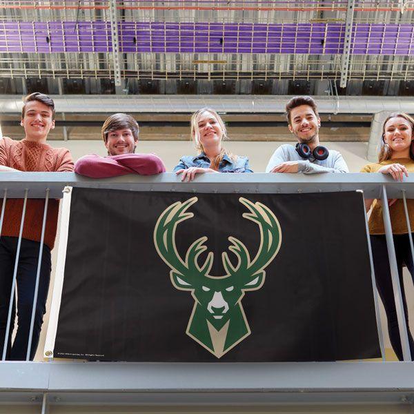 Show your team pride when you fly this Milwaukee Bucks Black 3' x 5' Deluxe Flag! 