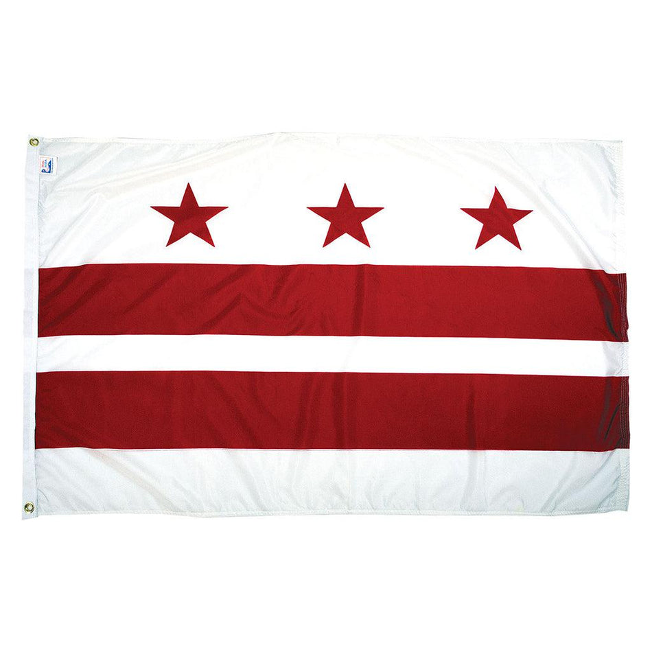 Long-lasting outdoor District of Columbia Flags available in 1x1.5, 2x3, 3x5, 4x6, 5x8, 6x10, 8x12, and 10x15 sizes