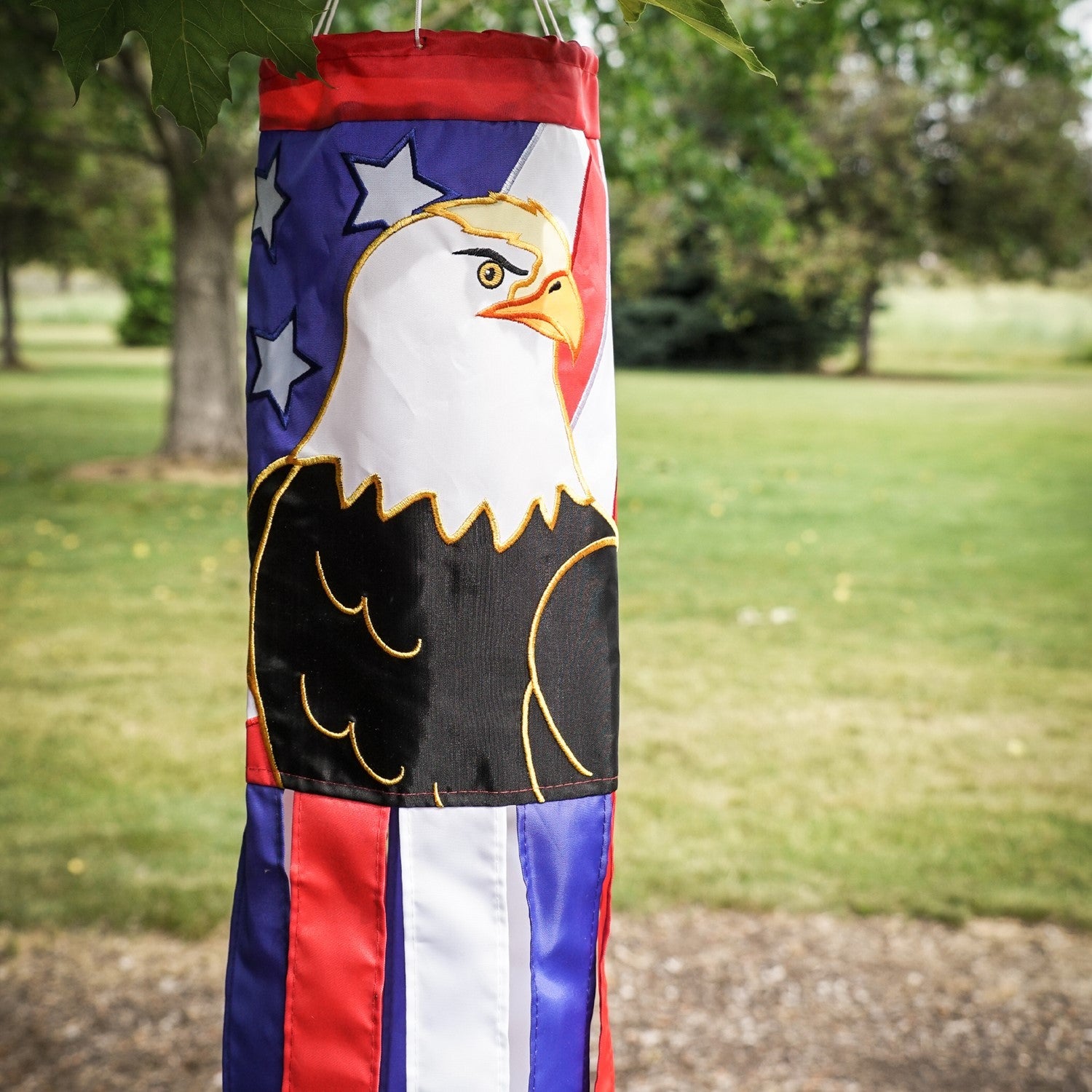 Patriotic Eagle Windsock with embroidered details and appliquéd finish