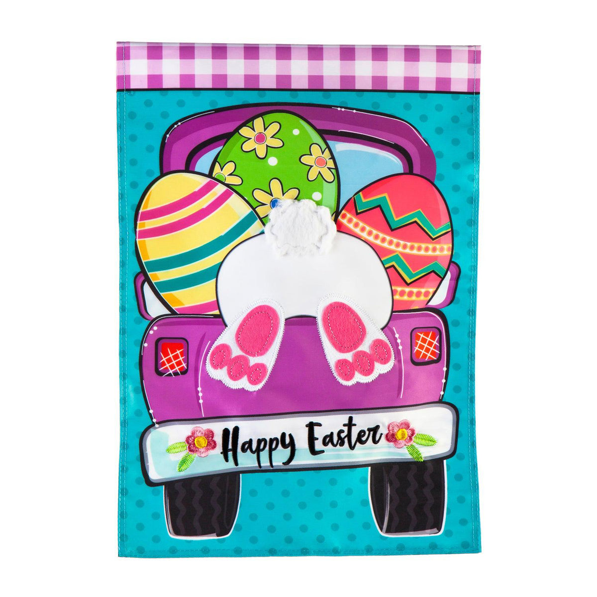 Easter Truck Bunny Bottom Appliqué Garden Flag