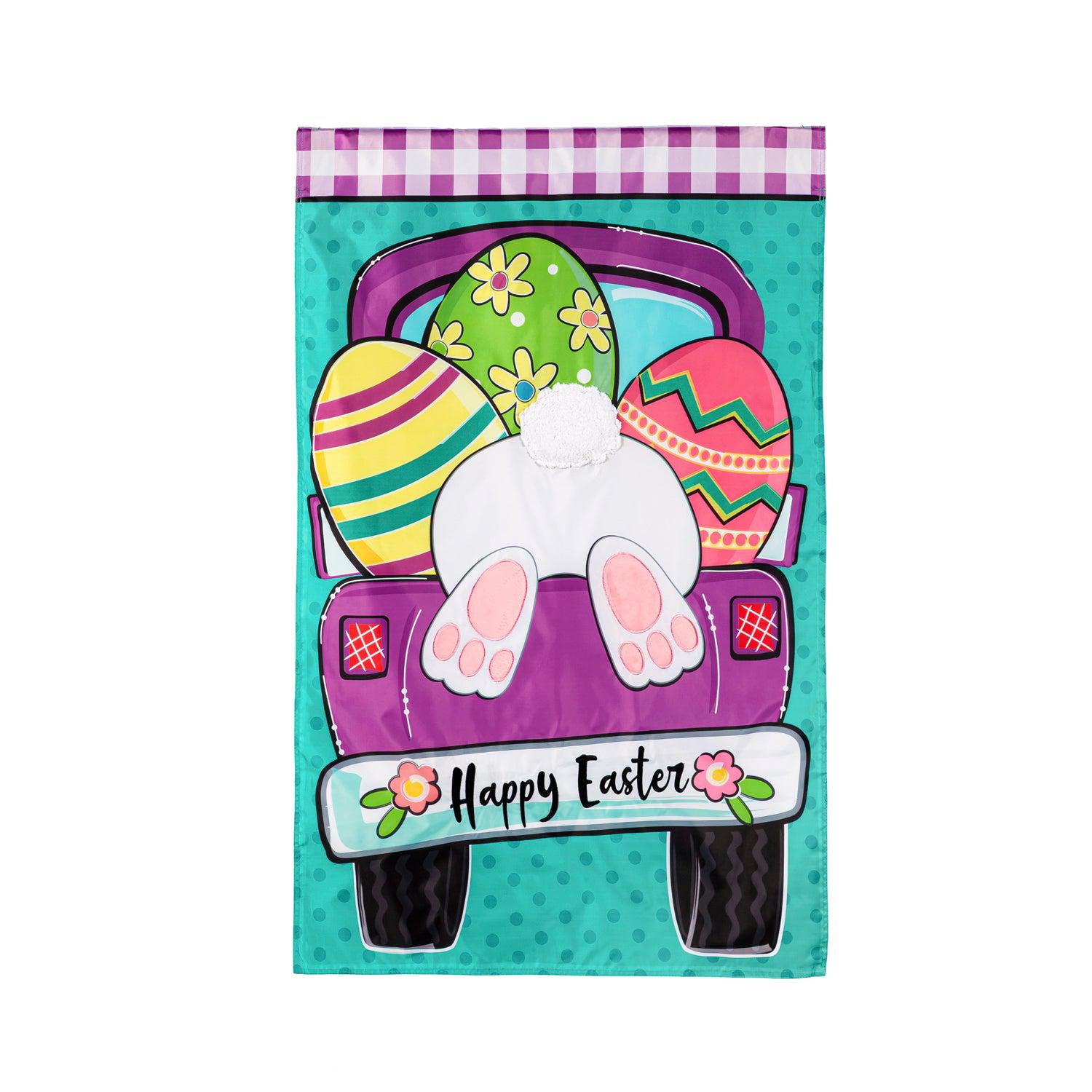 Easter Truck Bunny Bottom Appliqué House Banner