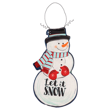 Fall Stacked Pumpkin/Winter Snowman Double Sided Door Décor