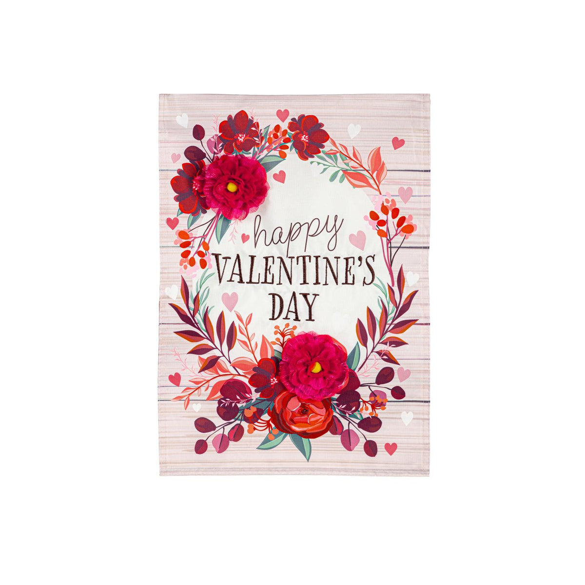 Floral Happy Valentine's Day Appliqué Garden Flag-Garden Flag-Fly Me Flag