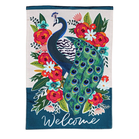 Floral Peacock Garden Flag