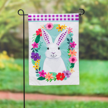 Gingham Bunny Appliqué Garden Flag