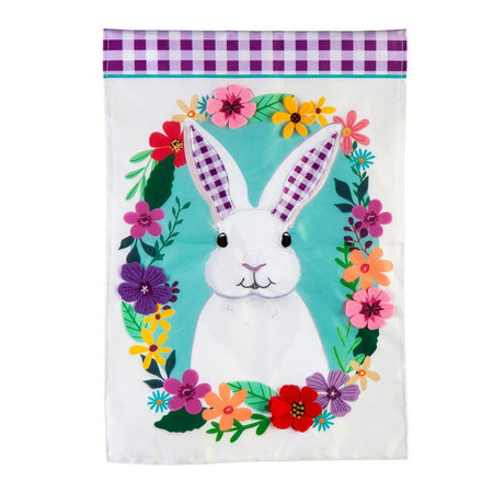 Gingham Bunny Appliqué Garden Flag