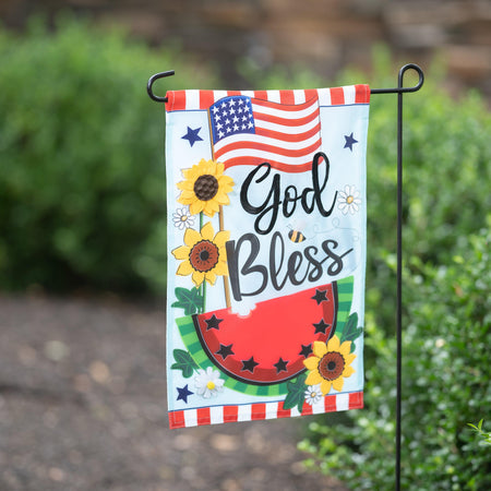 God Bless Patriotic Appliqué Garden Flag