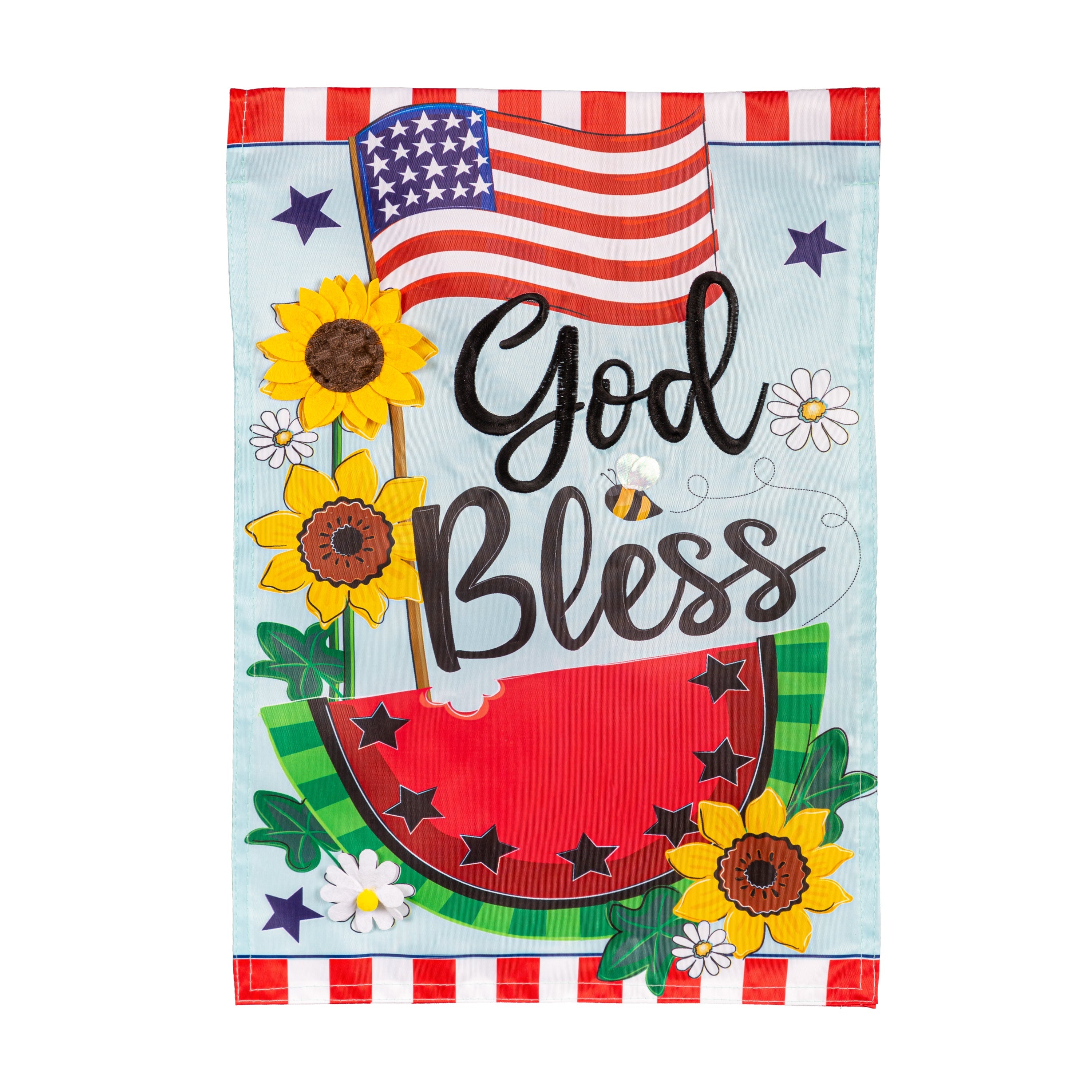 God Bless Patriotic Appliqué Garden Flag