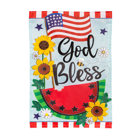 God Bless Patriotic Appliqué Garden Flag