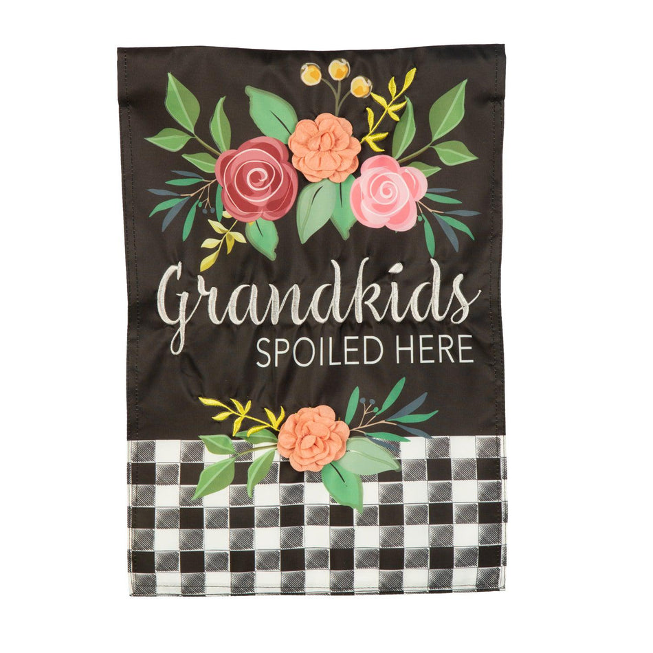 Grandkids Spoiled Here Appliqué Garden Flag-Garden Flag-Fly Me Flag