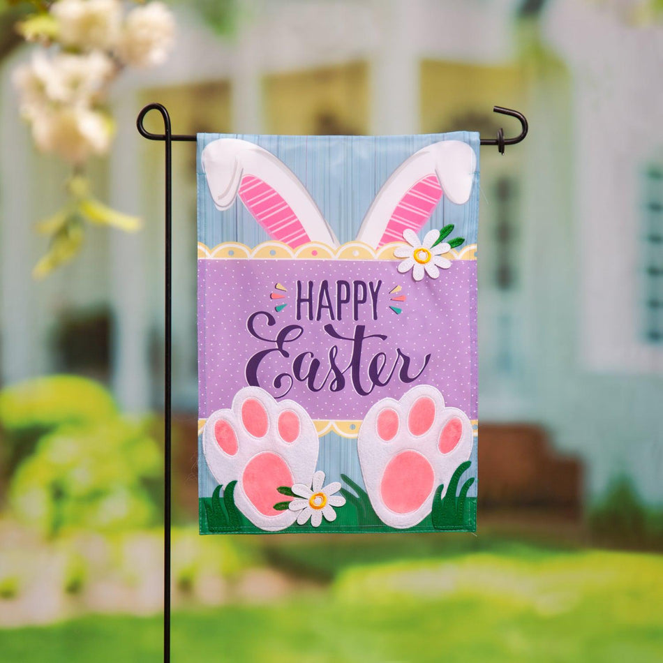 Happy Easter Bunny Appliqué Garden Flag-Garden Flag-Fly Me Flag