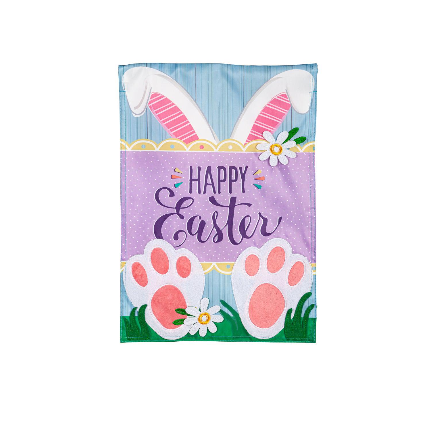 Happy Easter Bunny Appliqué Garden Flag-Garden Flag-Fly Me Flag