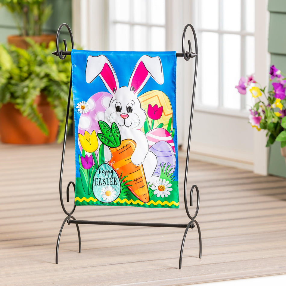 Happy Easter Bunny and Carrot Garden Flag