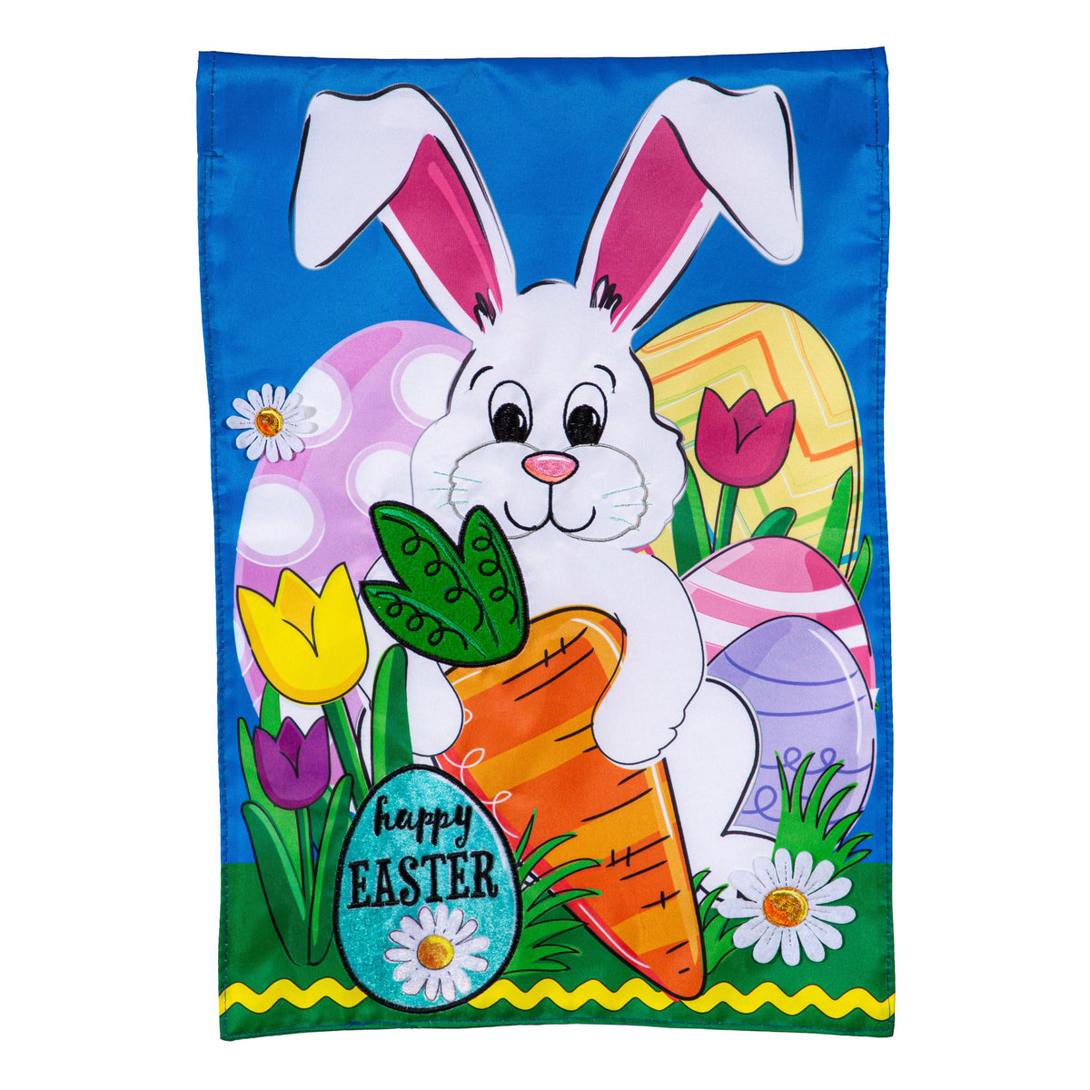 Happy Easter Bunny and Carrot Garden Flag