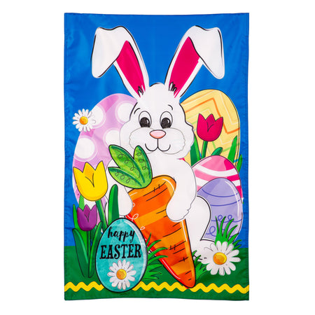 Happy Easter Bunny and Carrot House Banner-House Banner-Fly Me Flag