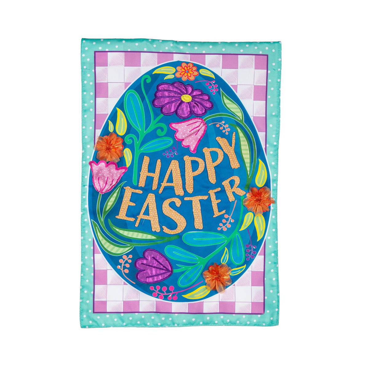 Happy Easter Egg Appliqué Garden Flag-Garden Flag-Fly Me Flag