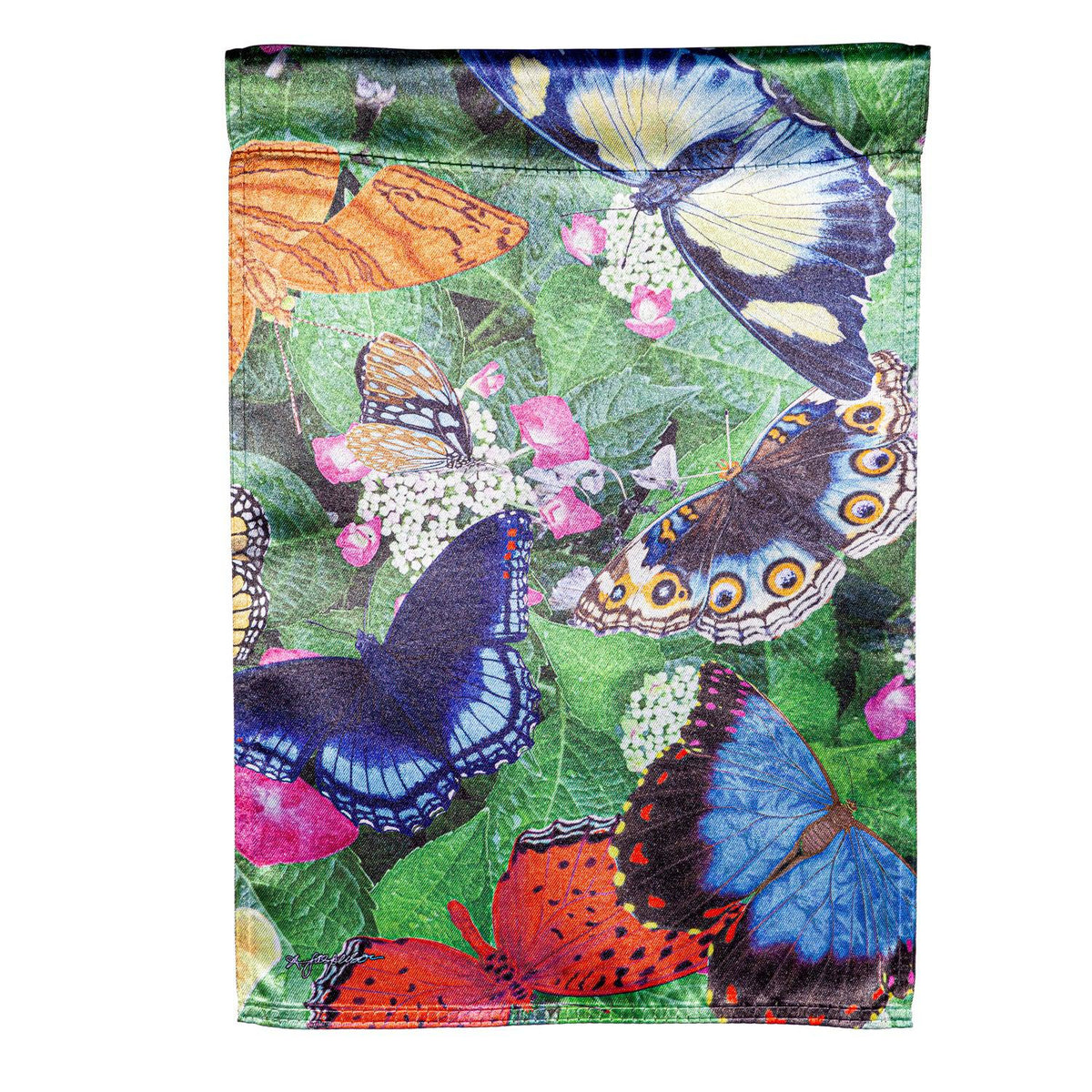 Hello Butterflies Lustre Garden Flag