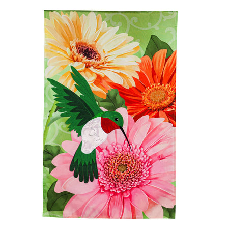 Hummingbird and Daisy Trio House Flag-House Banner-Fly Me Flag