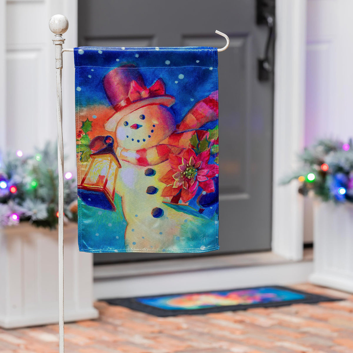 Lantern Snowman Garden Flag