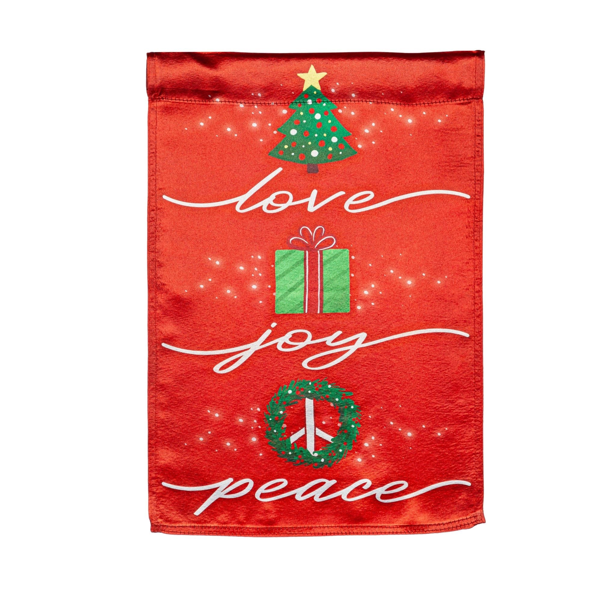 Love, Joy, Peace Lustre Garden Flag-Garden Flag-Fly Me Flag