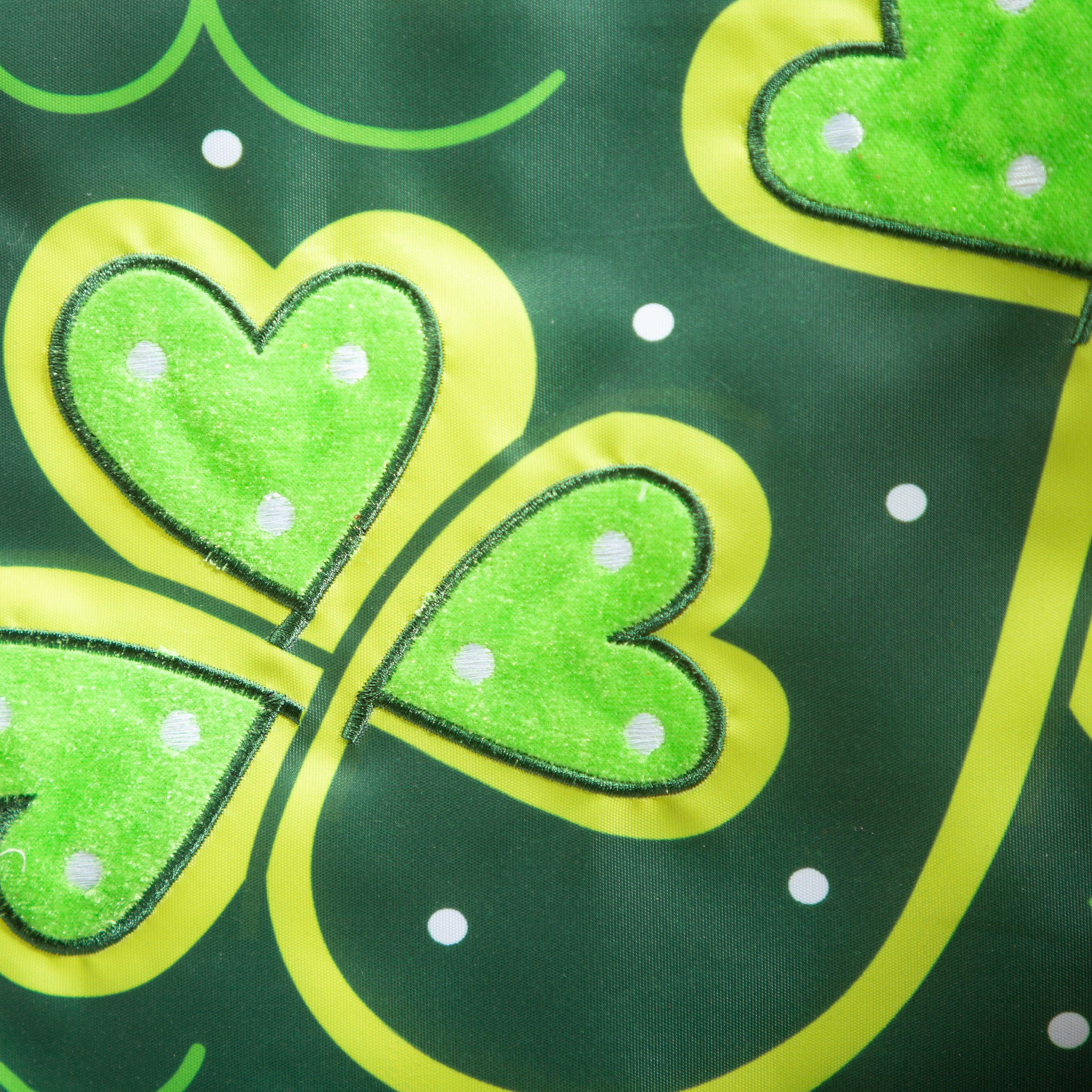 Lucky Clovers Applique Garden Flag