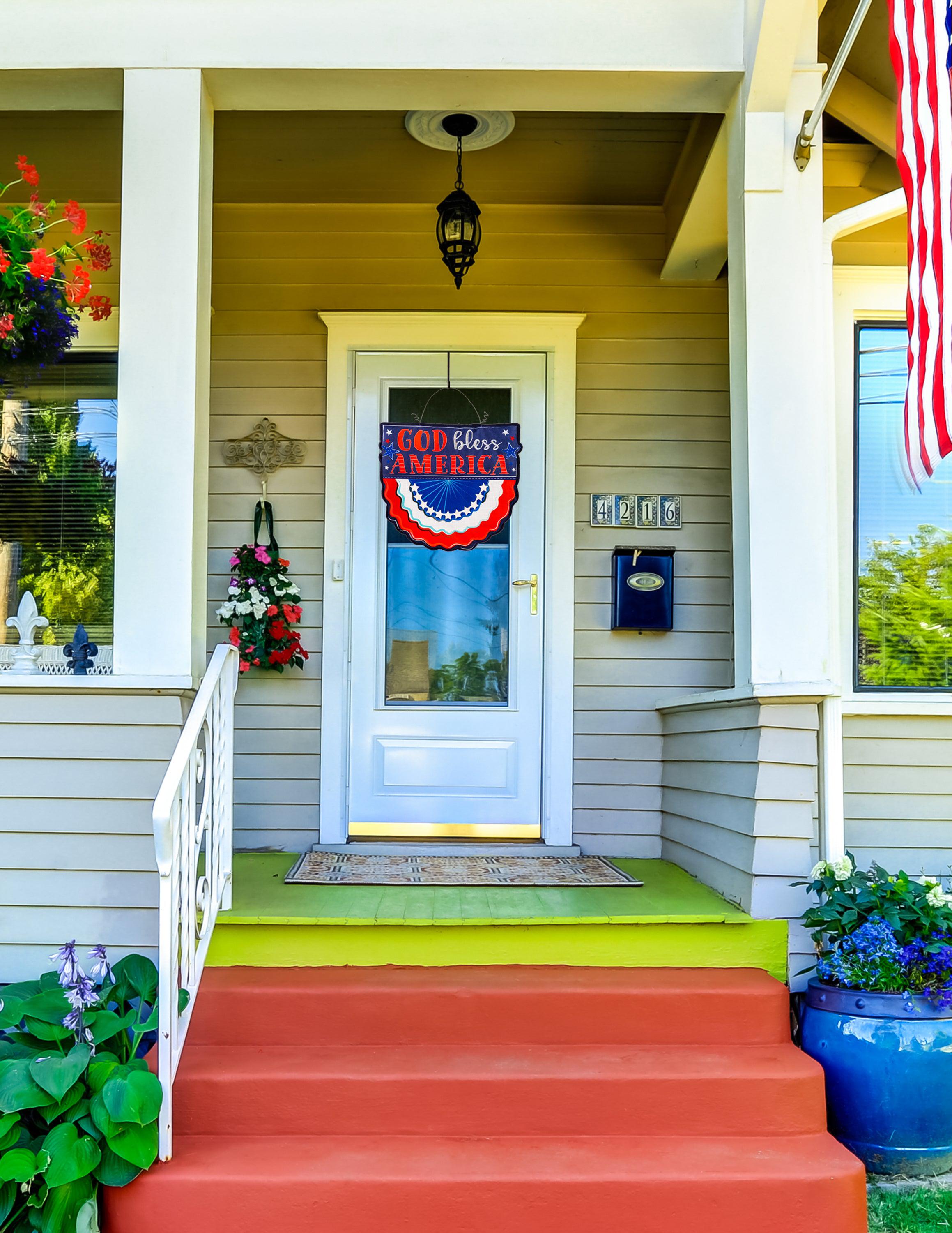 Patriotic God Bless America Bunting Door Décor