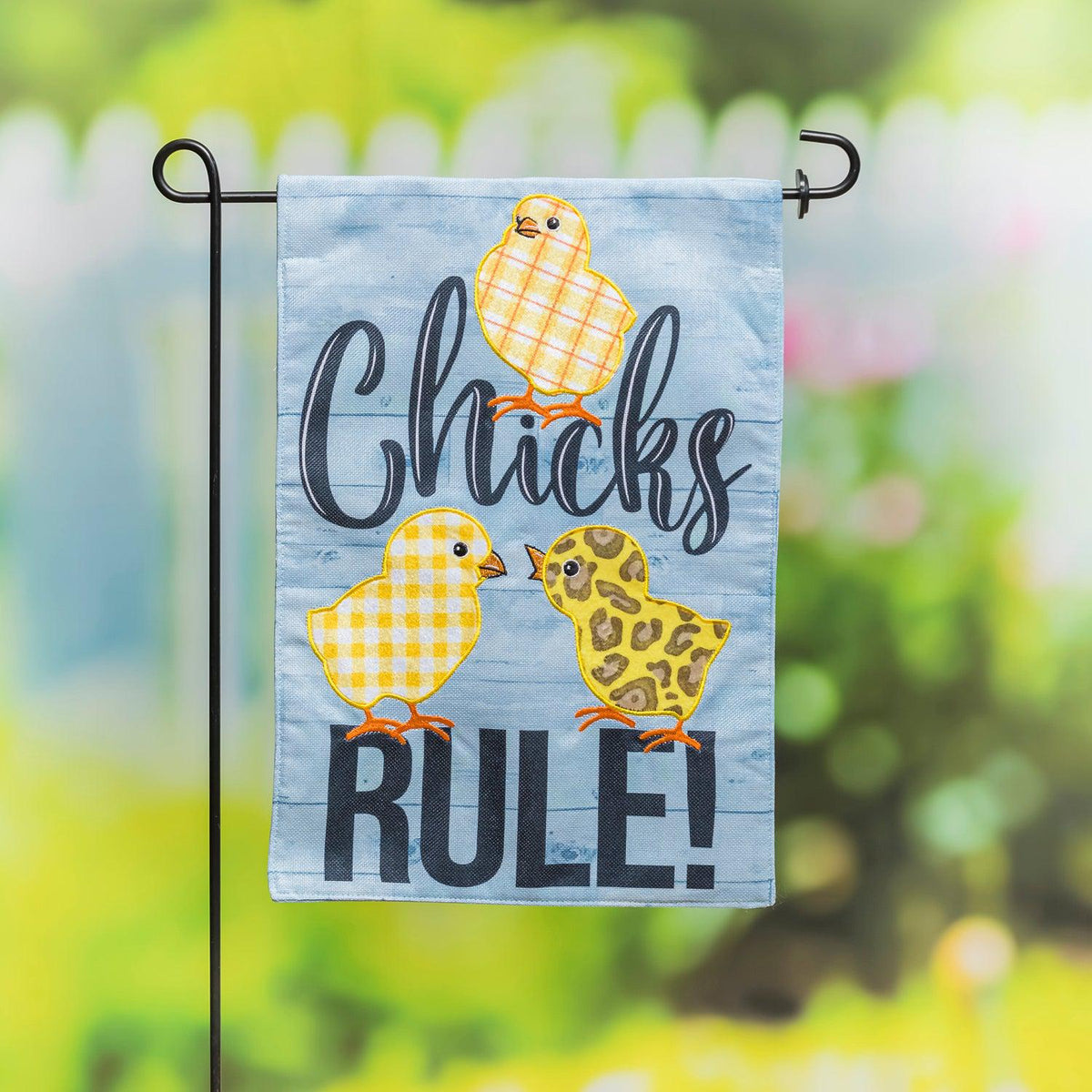 Patterned Chicks Rule Garden Flag