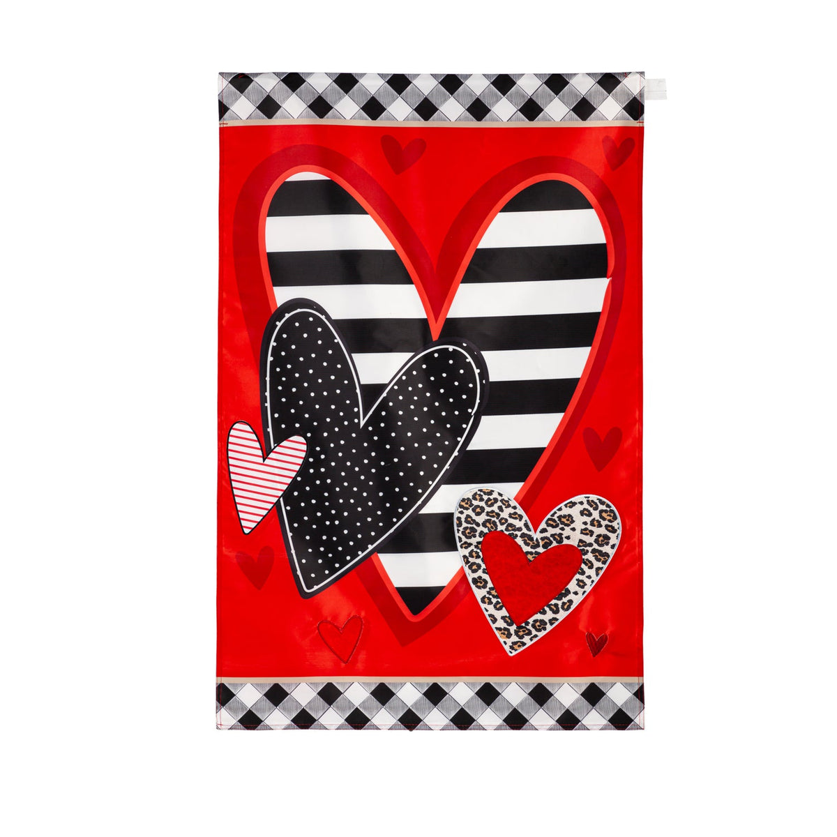 Patterned Heart Applique Garden Flag