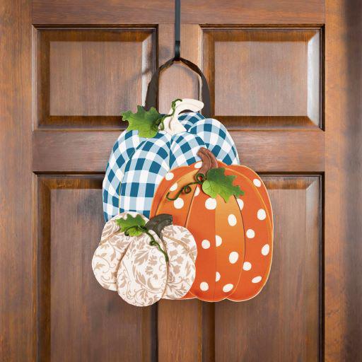 Patterned Pumpkin Trio Door Décor