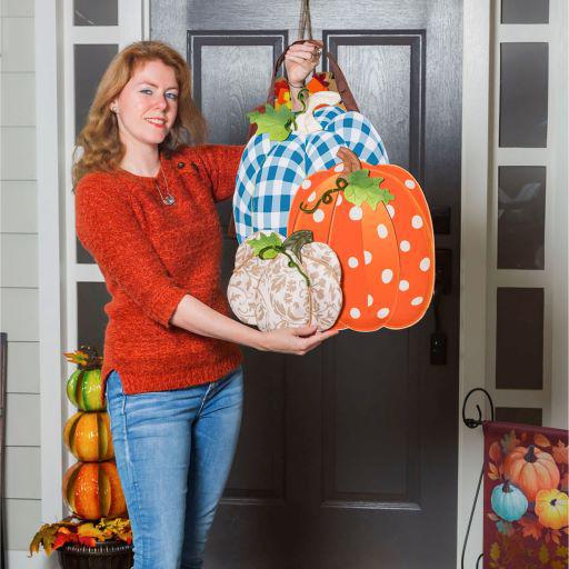 Patterned Pumpkin Trio Door Décor