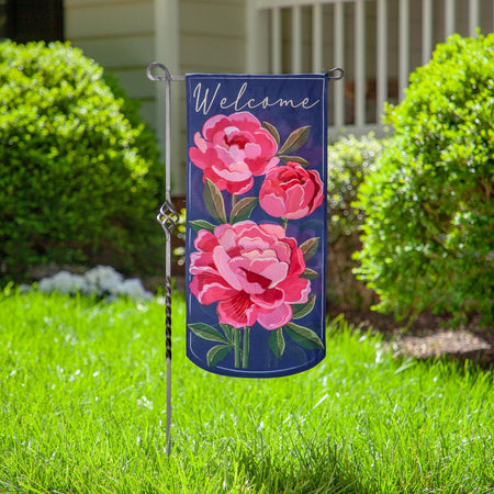 Peony Garden Welcome Textile Décor Flag