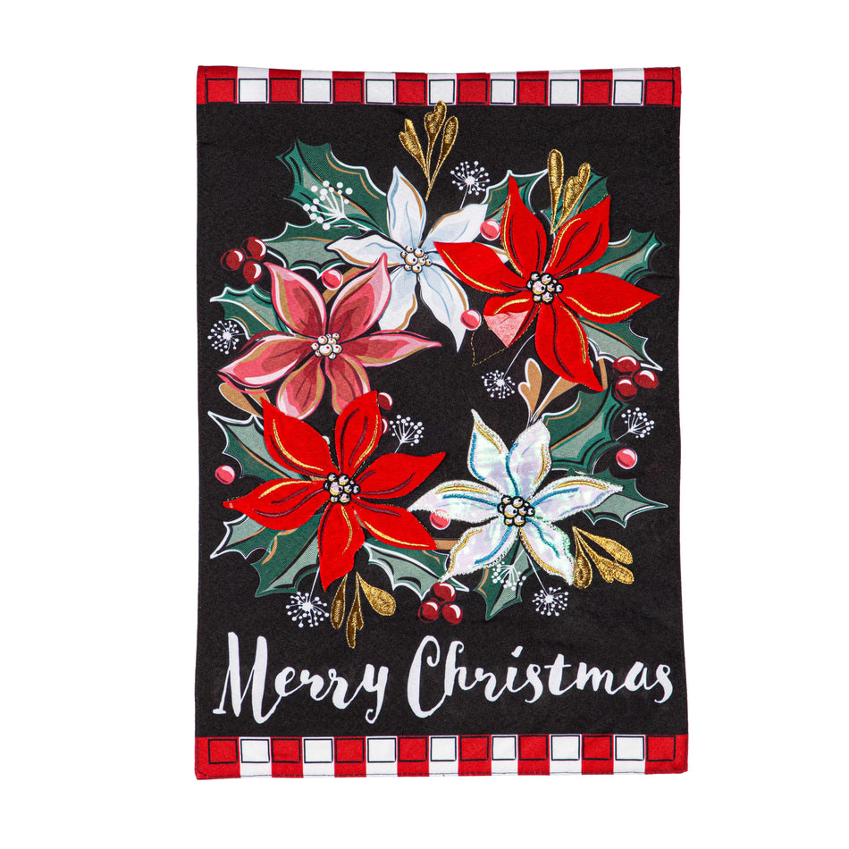 Poinsettia Wreath Garden Flag