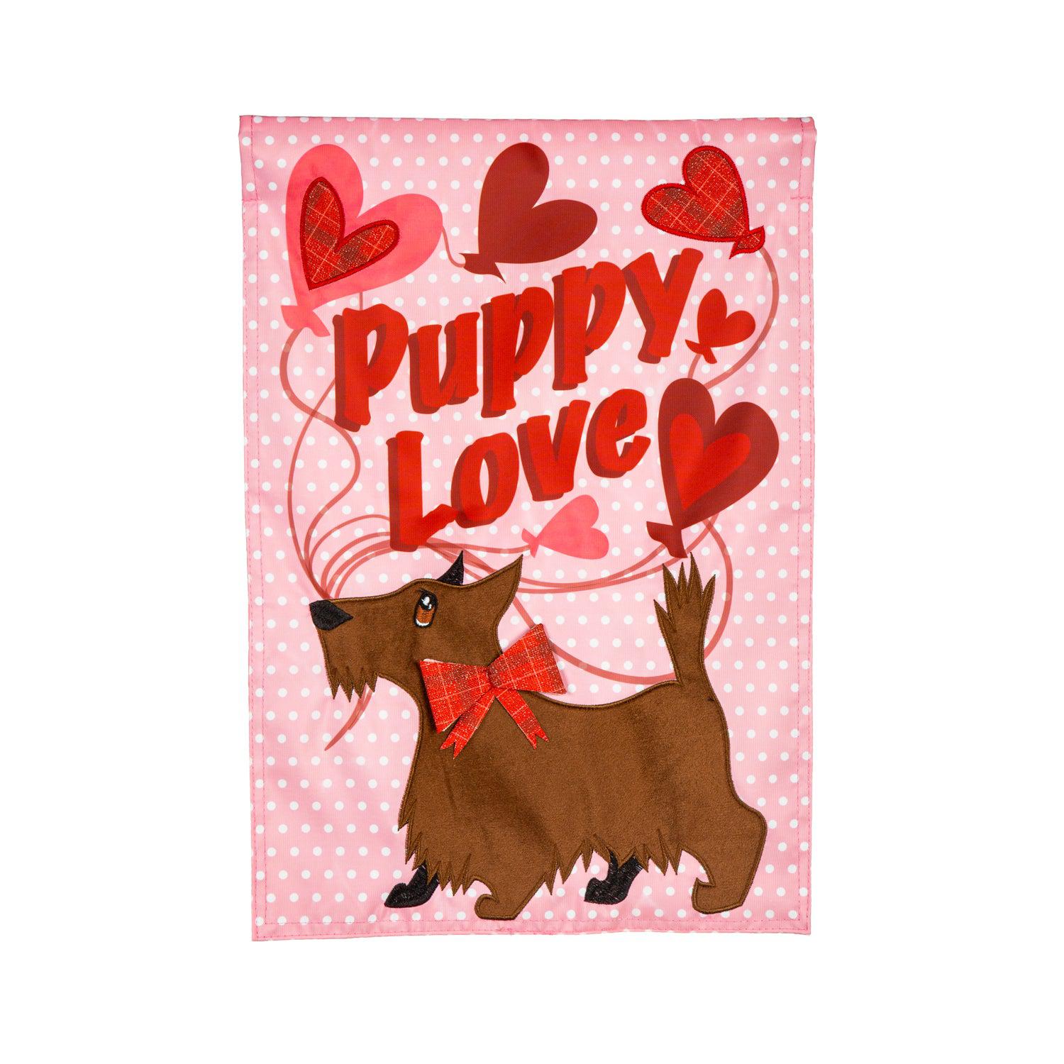 Puppy Love Applique Garden Flag