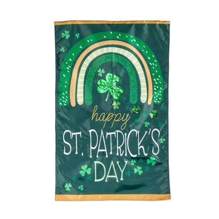 Rainbow and Shamrocks Appliqué Garden Flag-Garden Flag-Fly Me Flag