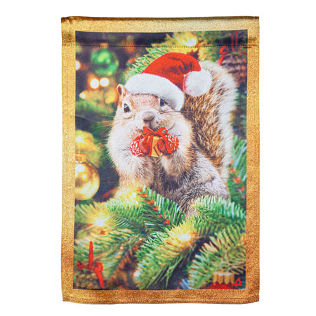 Santa Squirrel Lustre Garden Flag-Garden Flag-Fly Me Flag