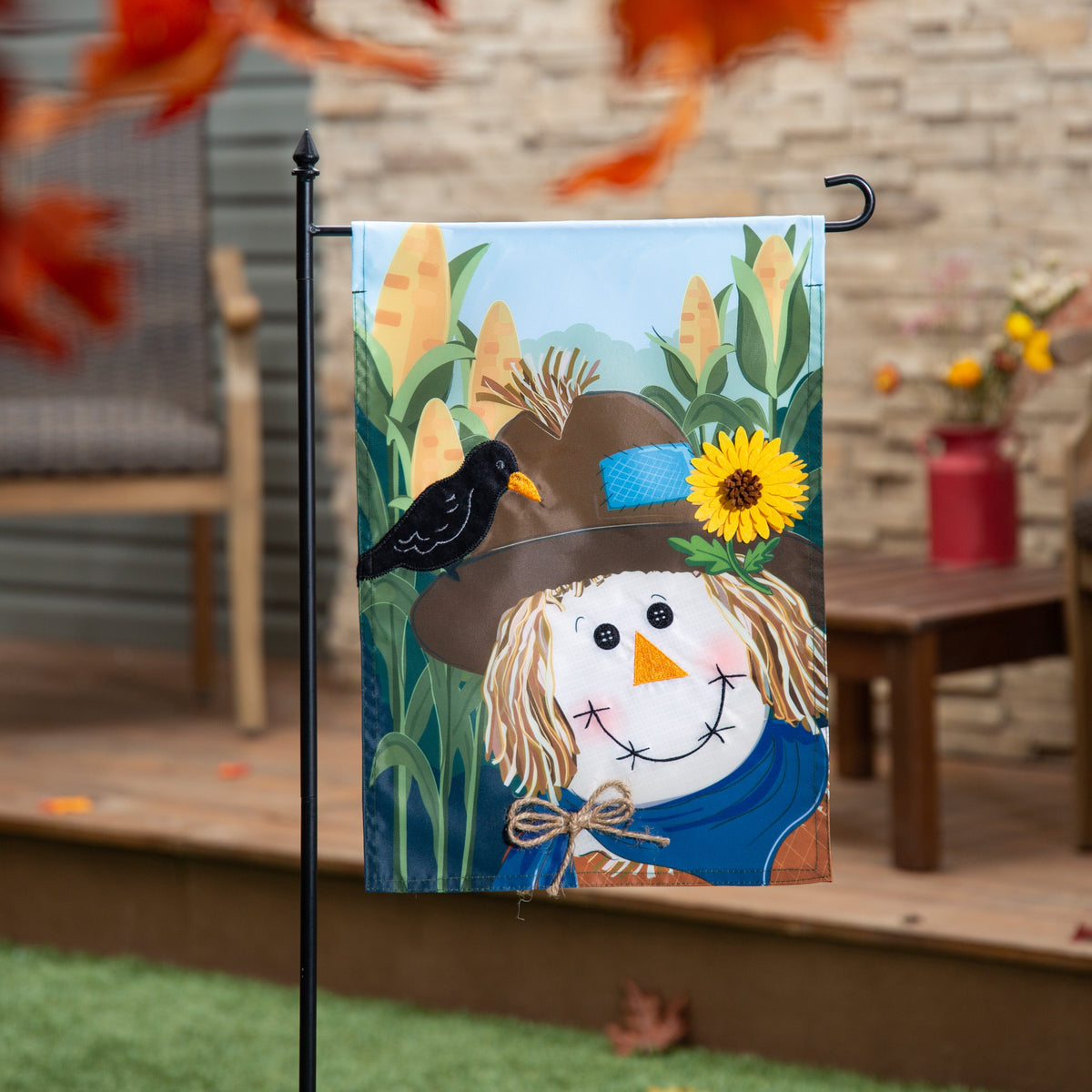 Scarecrow and Friend Garden Flag