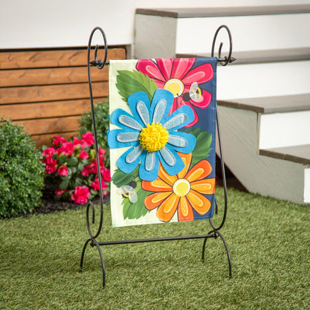 Spring Floral Applique Garden Flag