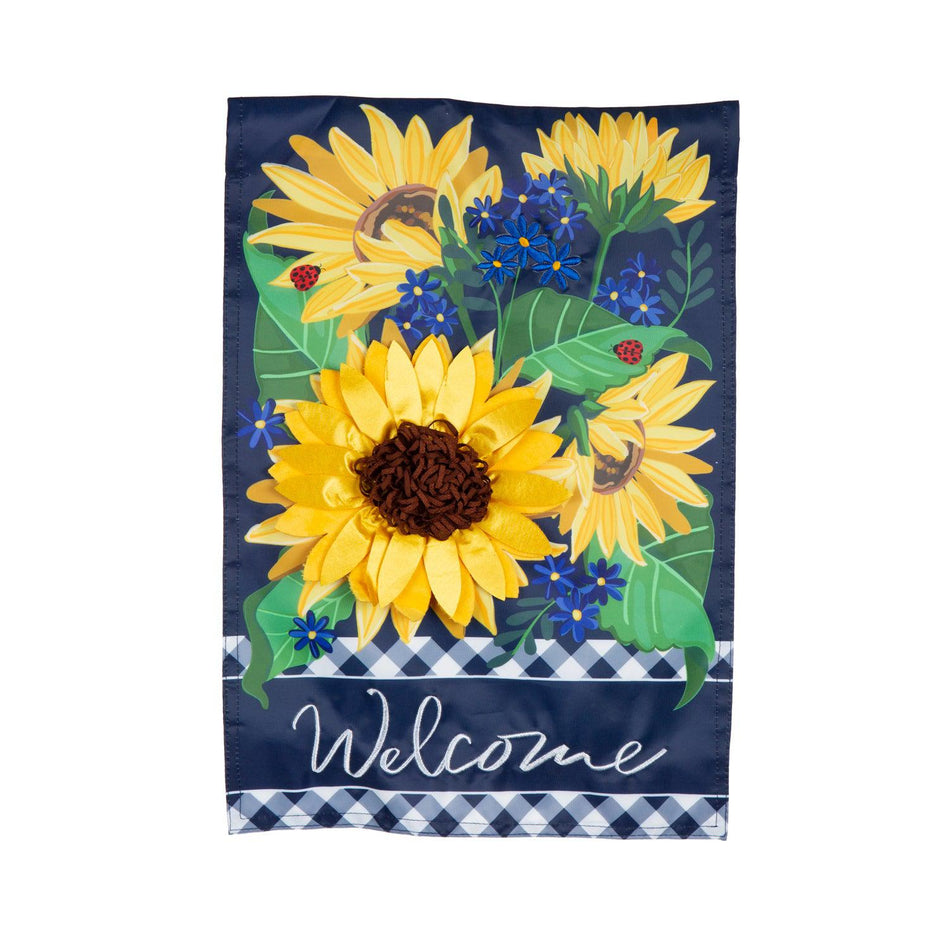 Sunflower Welcome Applique House Banner-House Banner-Fly Me Flag