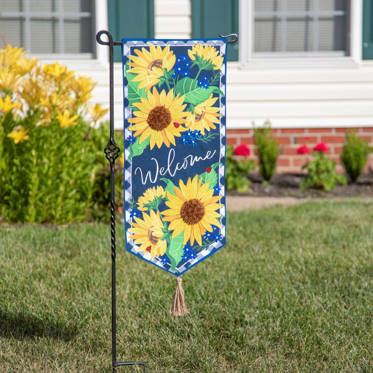 Sunflower Welcome Textile Decor Flag