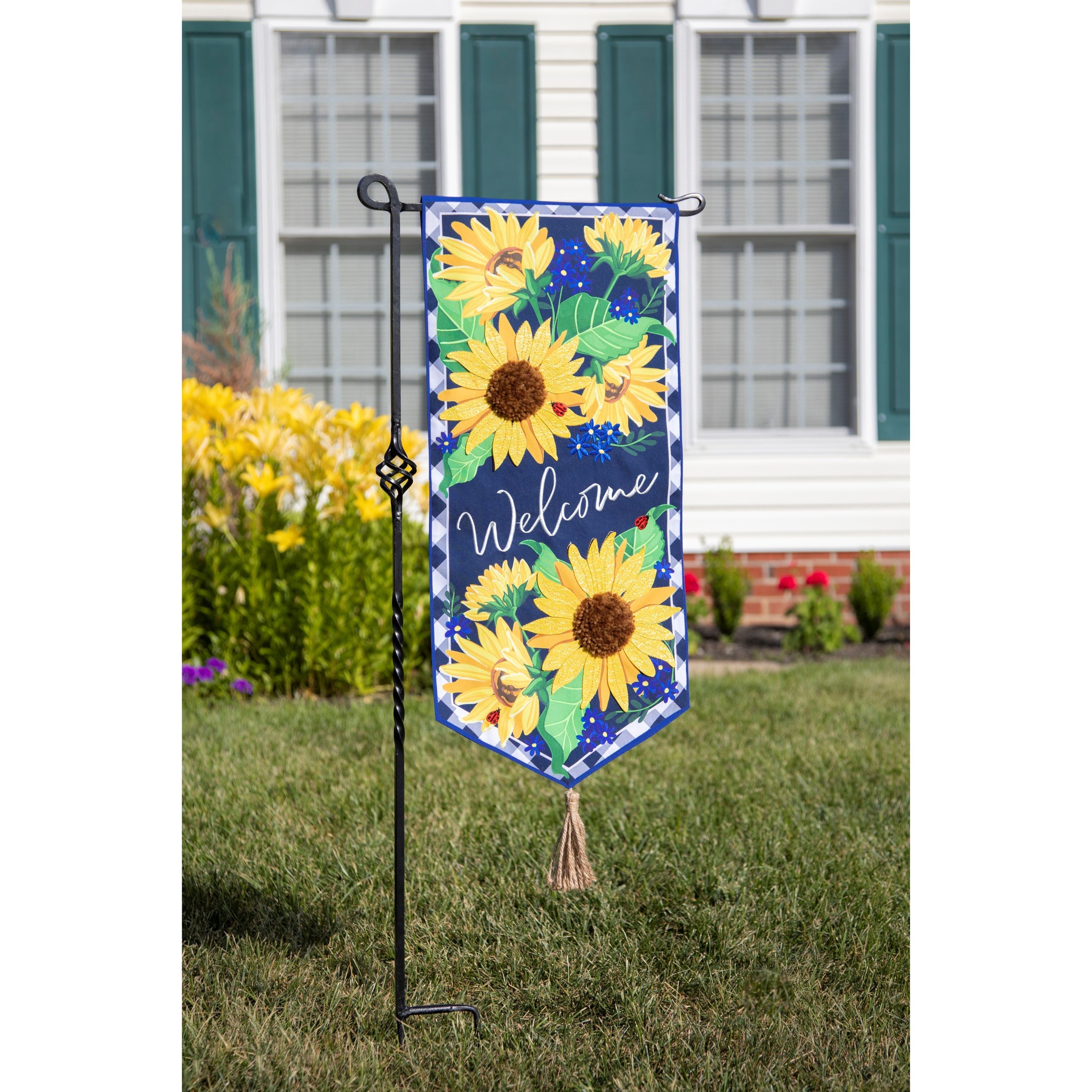 Sunflower Welcome Textile Decor Flag