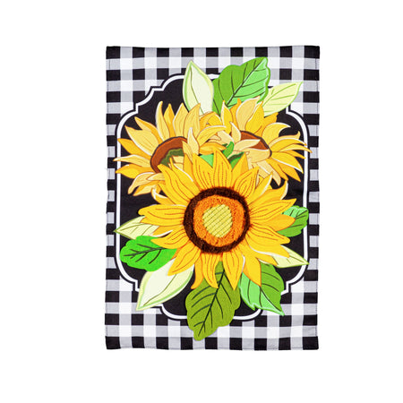 Sunflowers and Checks Garden Flag