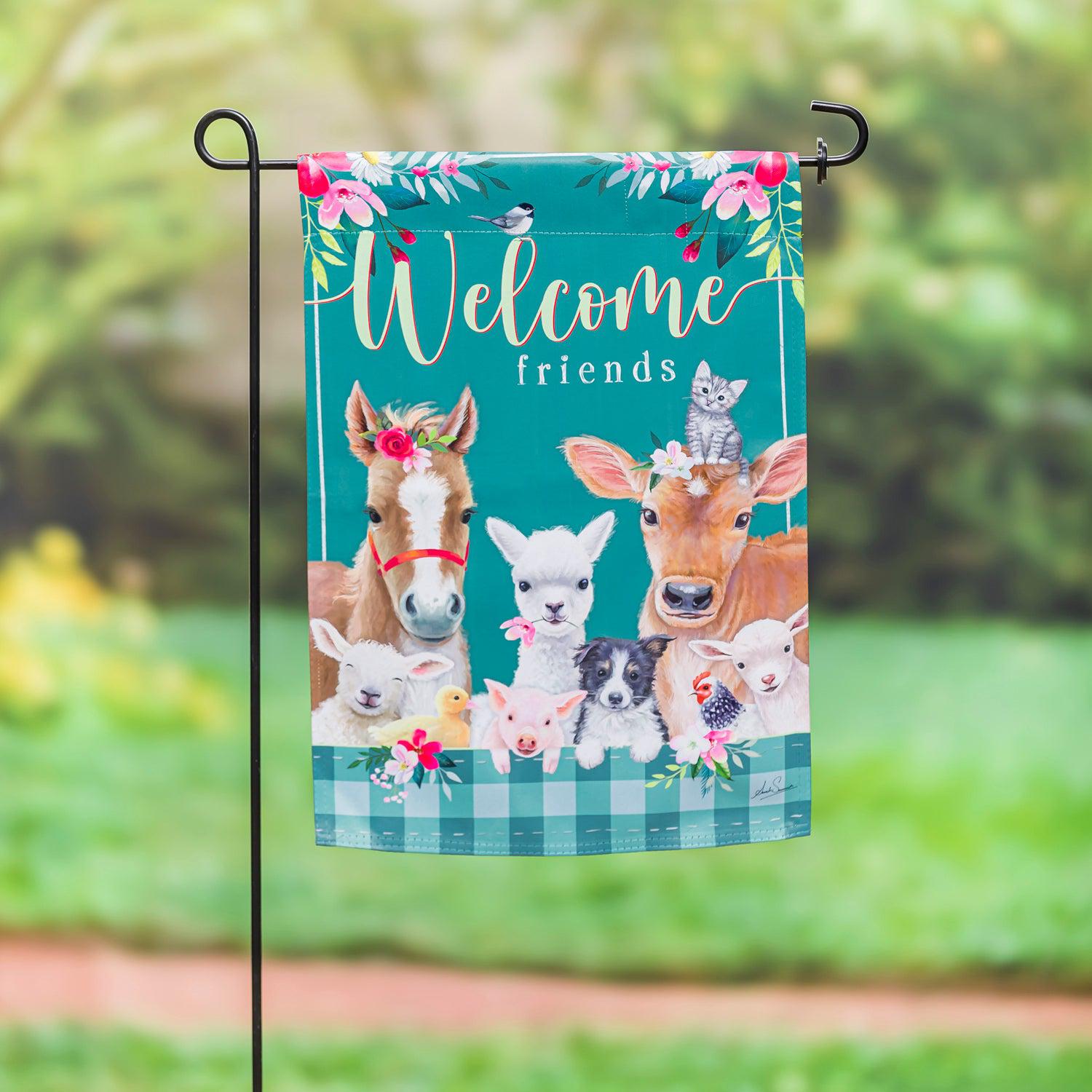 Sweet Farm Friends Garden Flag