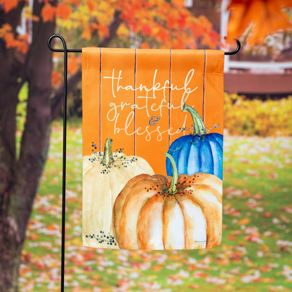 Thankful, Grateful, and Blessed Garden Flag-Garden Flag-Fly Me Flag