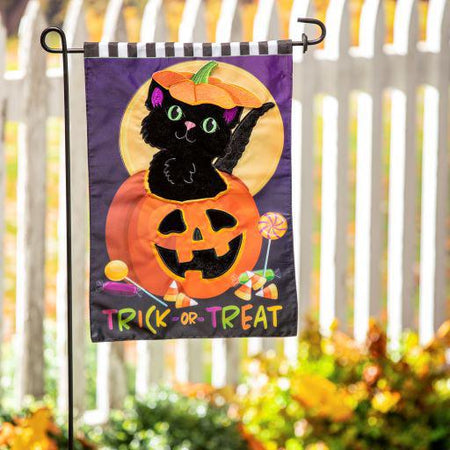 Trick or Treat Kitten Garden Flag