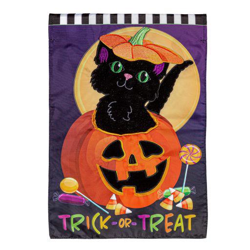 Trick or Treat Kitten Garden Flag